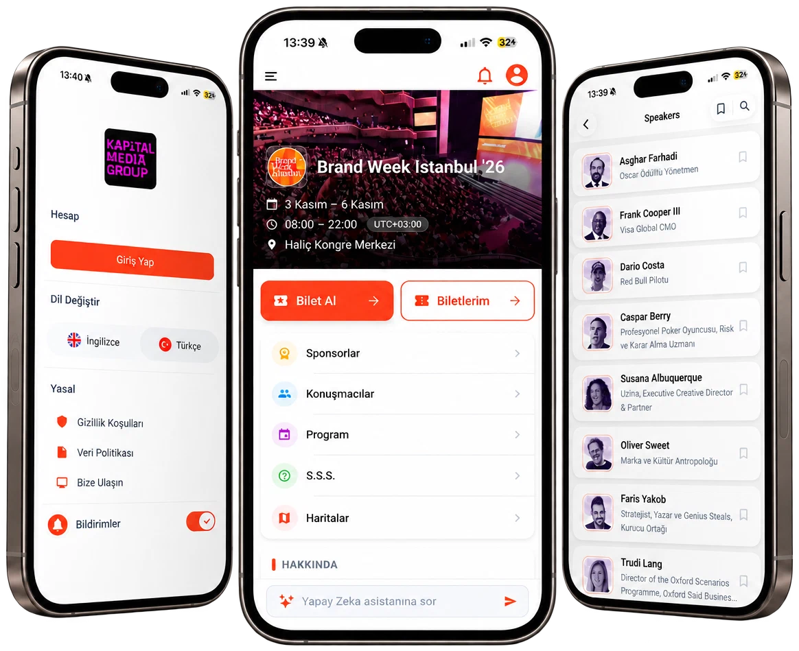 Brand Week App ekranlarının iPhone cihazları içinde sunumu